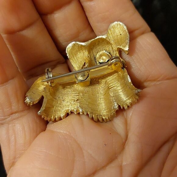 Vintage Sky Terrier Scottish Dog Pin Brooch in Gold Tone - Picture 3 of 6